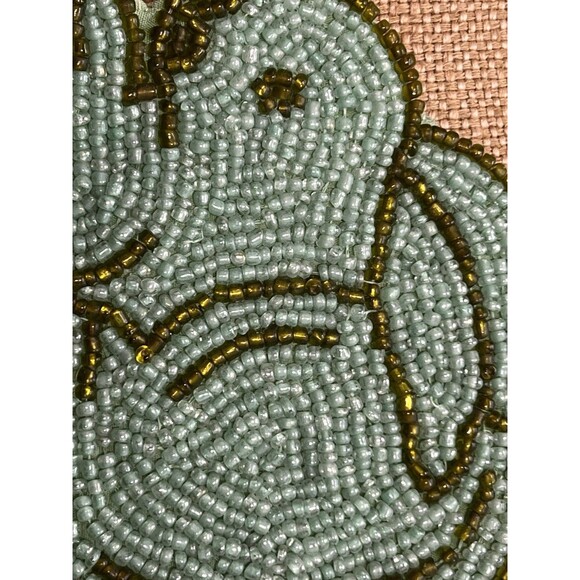 RLK By Leila’s Linen Hand Beaded Rabbit Coasters Green And Blue Made In India - Picture 8 of 12